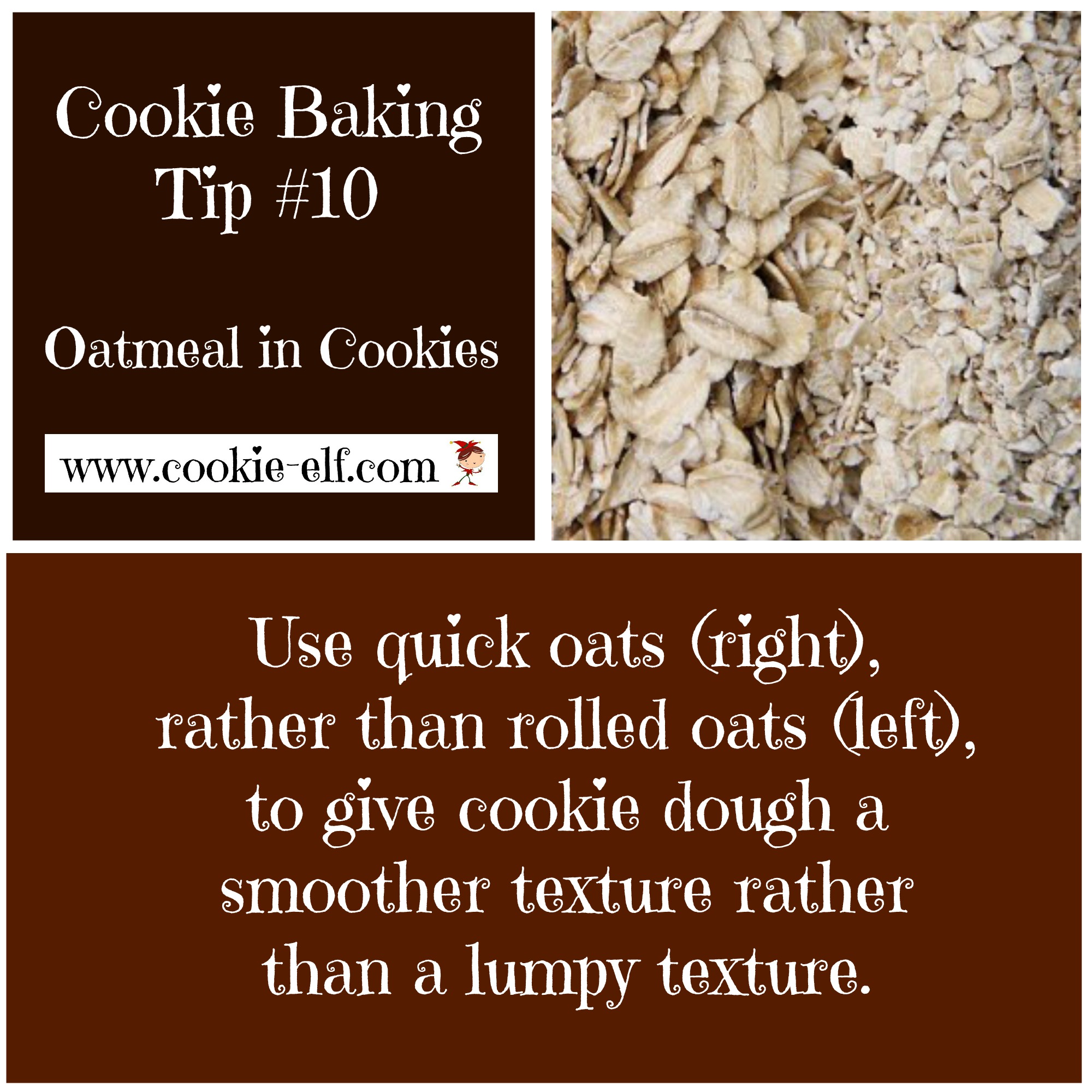 Cookie Baking Tip: oatmeal in cookie dough with The Cookie Elf