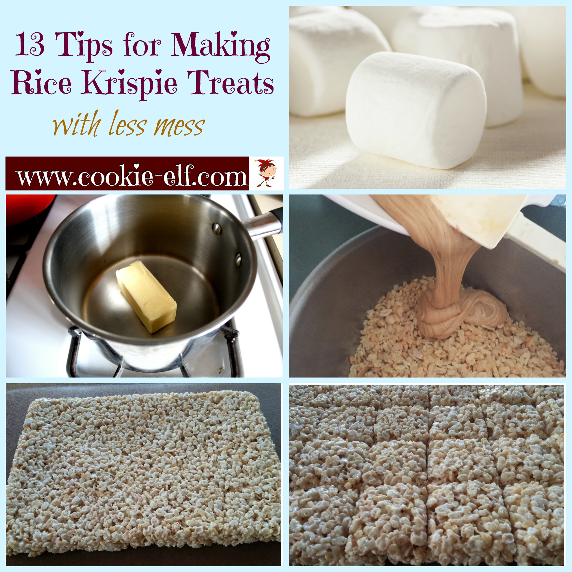 13 baking tips for making Rice Krispie Treats from The Cookie Elf