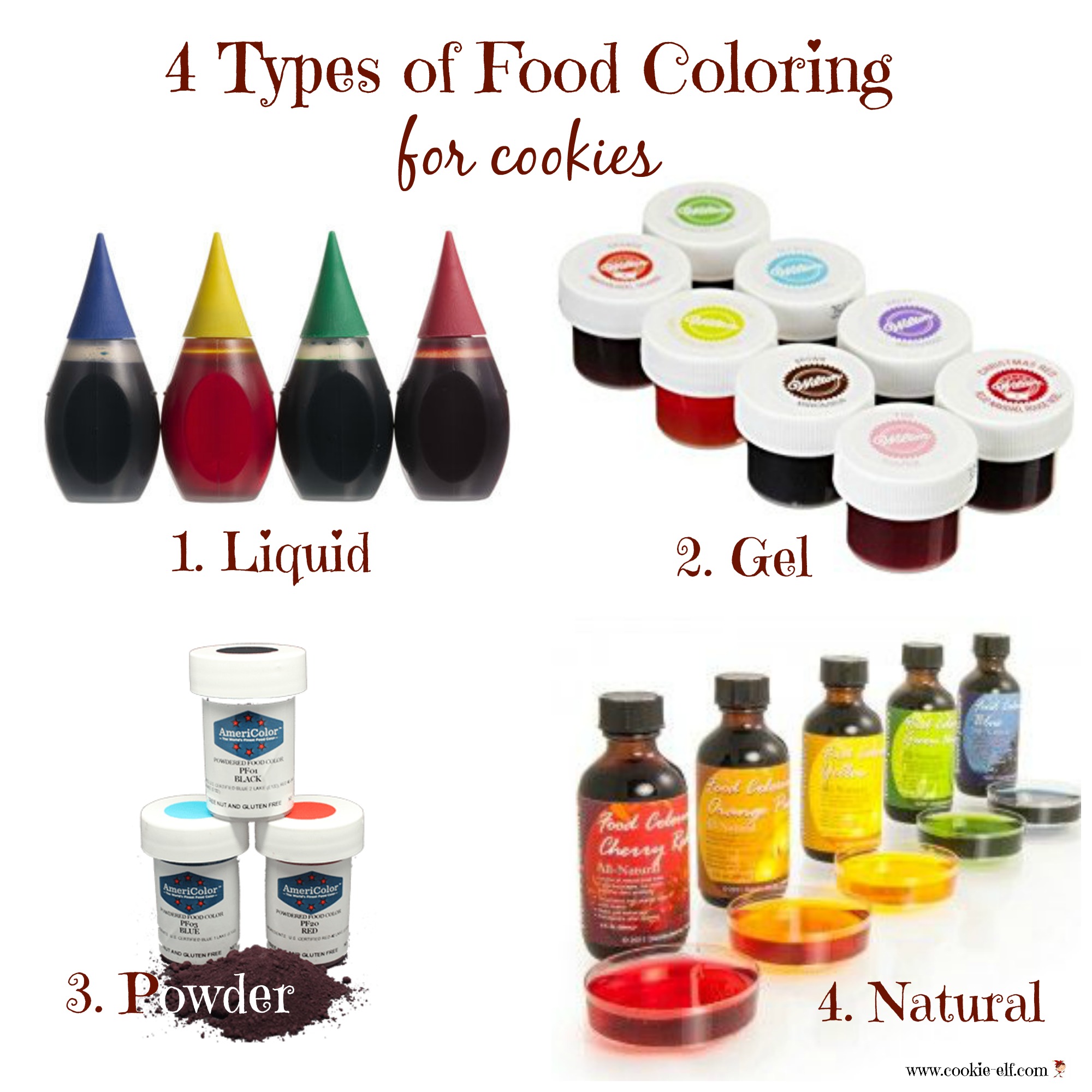 4 types of food coloring for cookies with The Cookie Elf