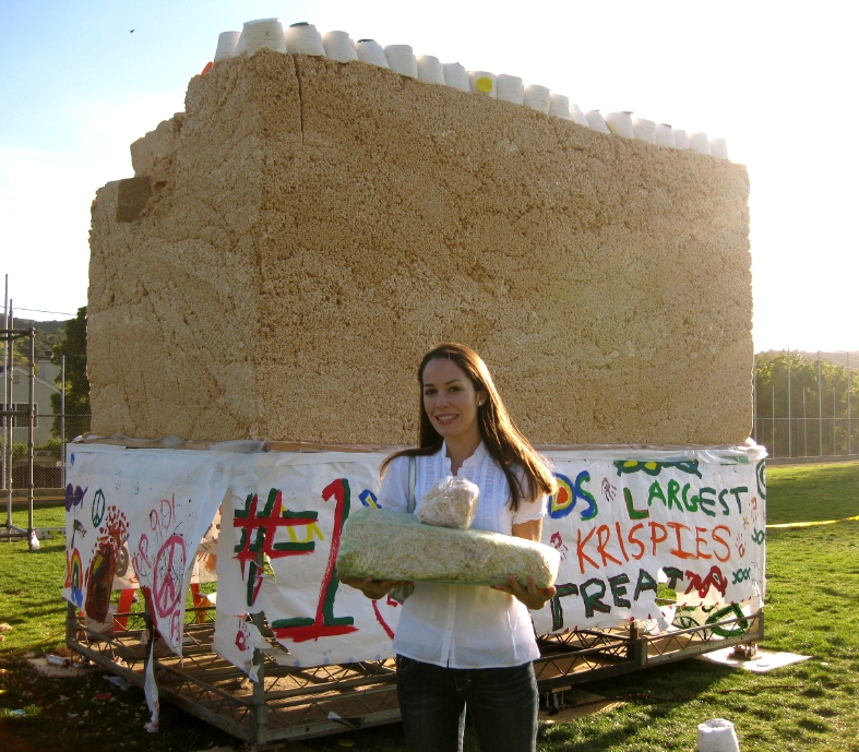 Jessica Hamlin with world record Rice Krispie Treats courtesy Hometown Pasadena via The Cookie Elf