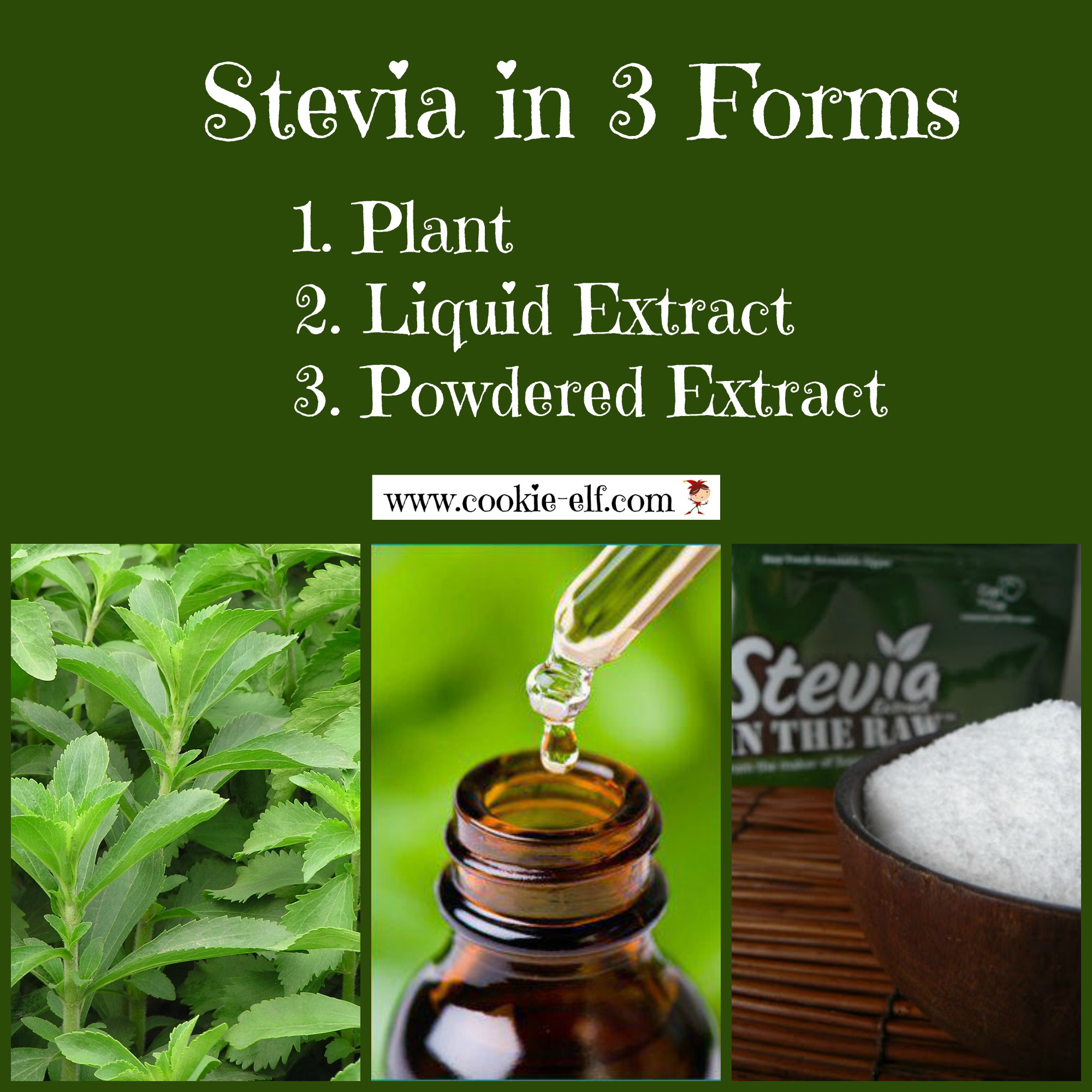 Stevia in 3 forms from The Cookie Elf