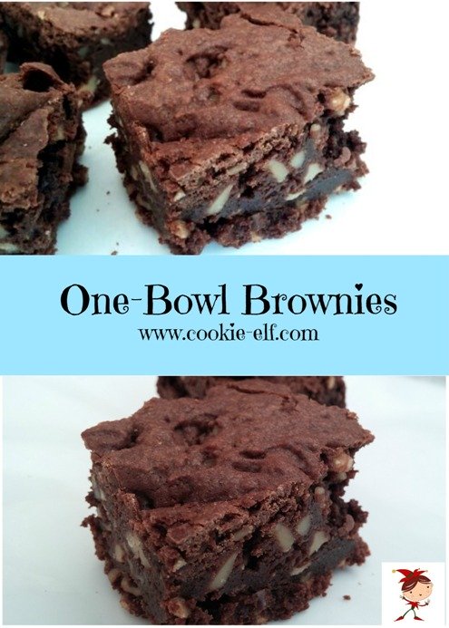 One Bowl Brownies collage from The Cookie Elf