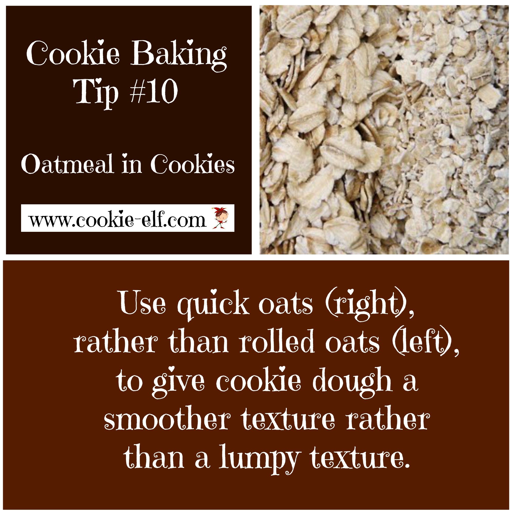 Cookie Baking Tip: oatmeal in cookie dough with The Cookie Elf