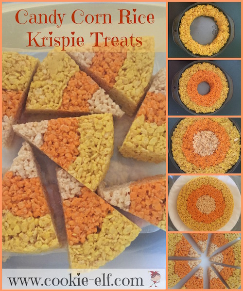 Candy Corn Halloween Rice Krispie Treat recipe with The Cookie Elf