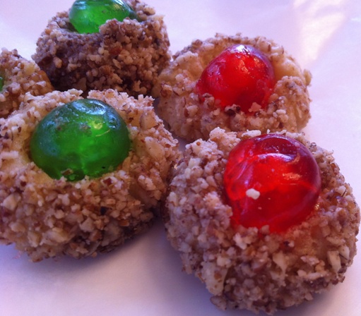 Cherry Thumbprint Christmas Cookies