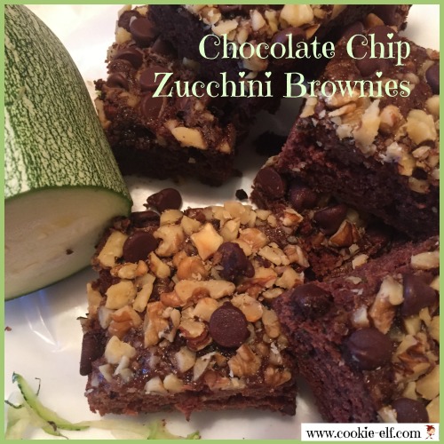Chocolate Chip Zucchini Brownies with The Cookie Elf