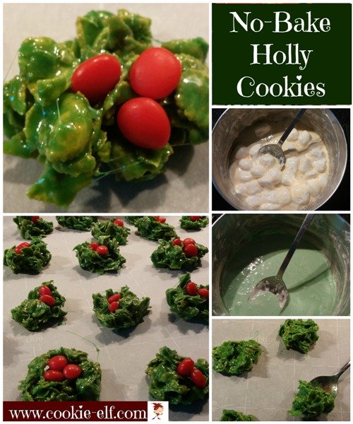 No-Bake Holly Cookies from The Cookie Elf