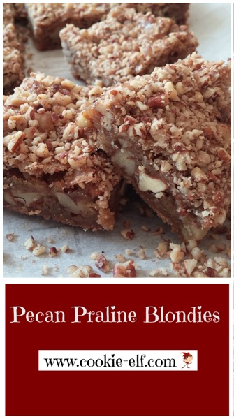 Pecan Praline Blondies with The Cookie Elf. Easy #bakingtips, #easybrowniesrecipes, #easybarcookies