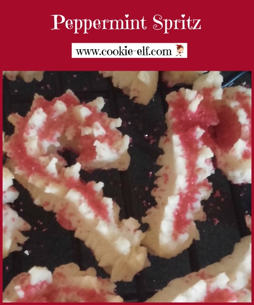 Peppermint Spritz: easy to make with a cookie press. With The Cookie Elf.
