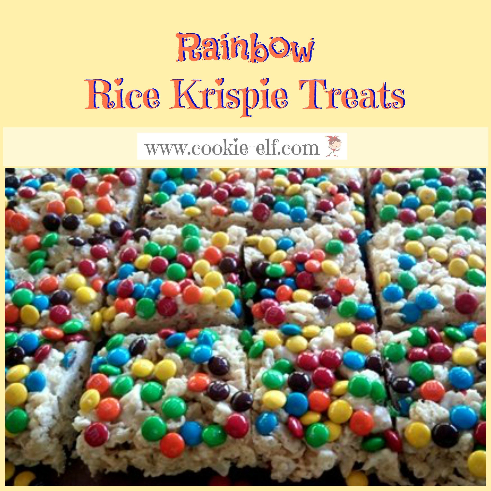 Rainbow Rice Krispie Treats: a RKT variation and super-easy no-bake cookie recipe with The Cookie Elf