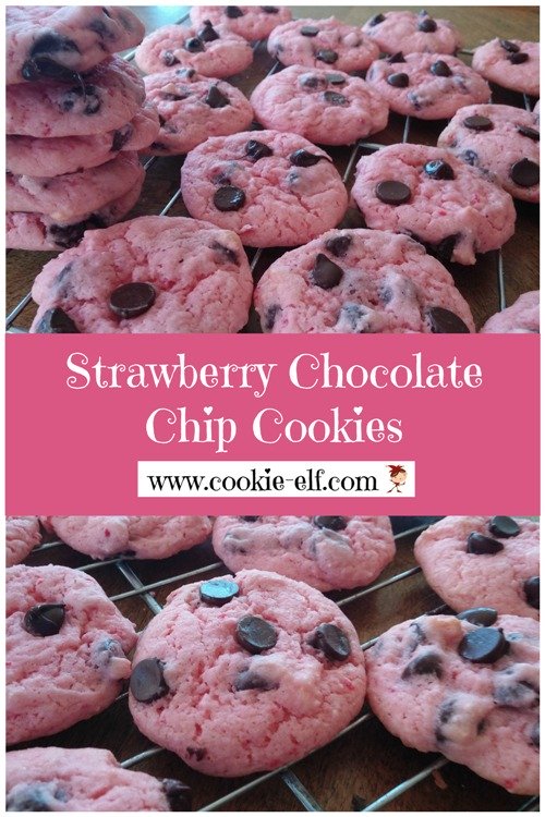 Strawberry Chocolate Chip Cookies: easy cake mix cookie recipe